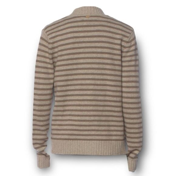 St. John Striped Cardigan Sweater in Dark Alabaster & Light Slate Women’s Small - Picture 15 of 15